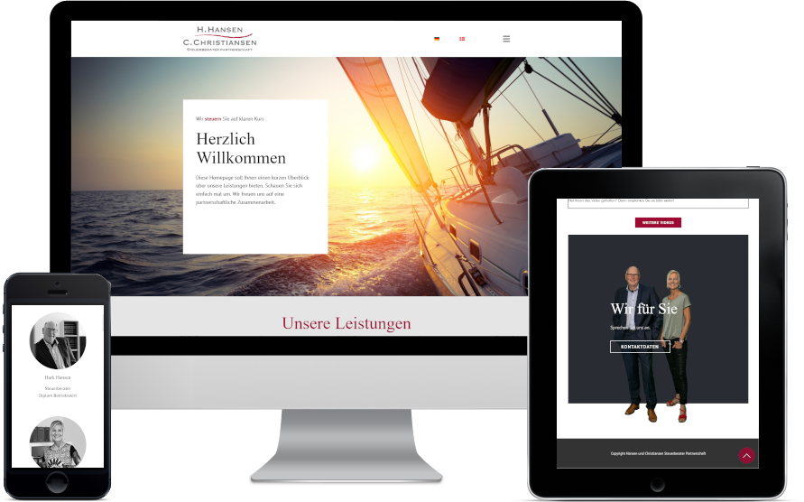 Für das Steuerbüro Hansen und Christiansen aus Leck hat NF-Cloud.de eine moderne Webseite passend zum Corporate Design erstellt.