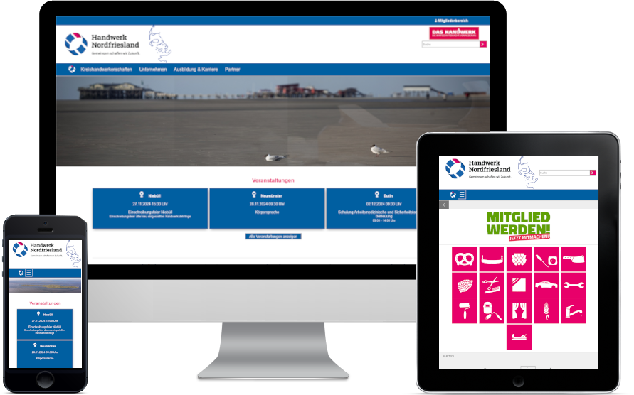 Das Handwerk Nordfriesland aus Viöl bei Husum an der Nordsee wurde von NF-Cloud.de entwickelt und seitdem auch von uns betreut