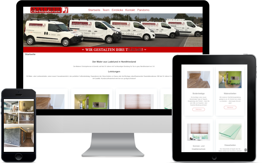 Die responsive Webseite der Malerei Christophersen aus Ladelund in Nordfriesland wurde von NF-Cloud.de entwickelt.